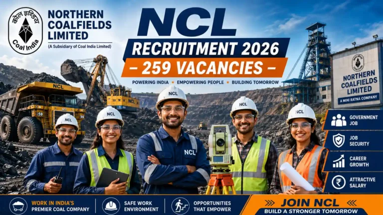 NCL Recruitment 2026 for 259 Mining Sirdar and Surveyor