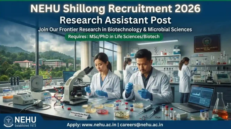 NEHU Shillong Recruitment 2026 Research Assistant Vacancy